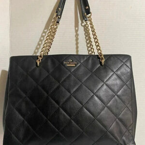 Kate spade black quilted leather shoulder handbag